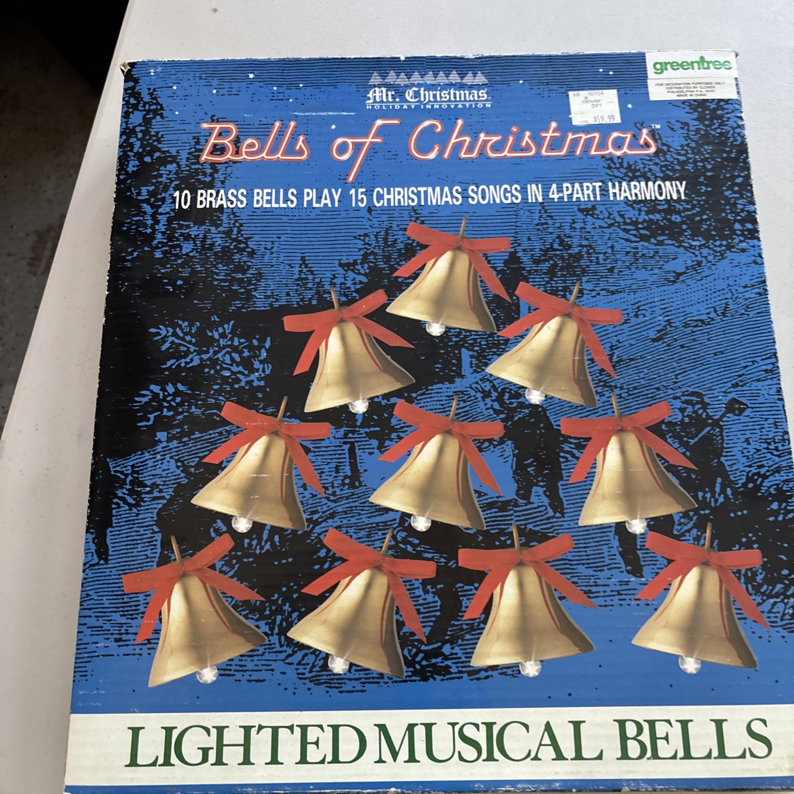 VTG 1990s Mr. Christmas Bells Of Christmas Lighted Musical Bells Plays 15 Carols VTG 1990s Mr. Christmas Bells Of Christmas Lighted Musical Bells Plays 15 Carols