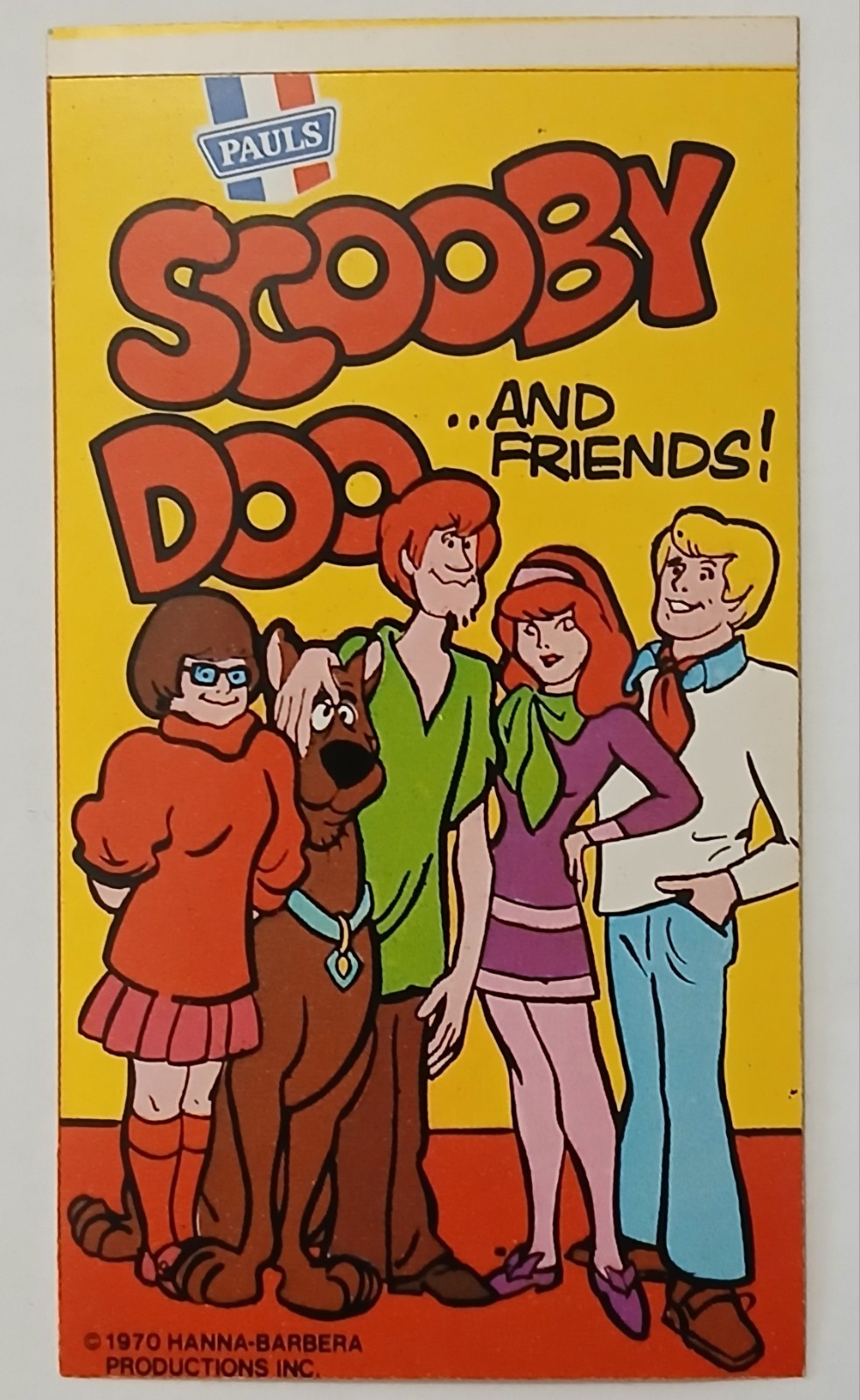 1970 VERY LIMITED HANNA-BARBERA SCOOBY DOO AND FRIENDS PAULS ICE CREAM STICKER B 1970 VERY LIMITED HANNA-BARBERA SCOOBY DOO AND FRIENDS PAULS ICE CREAM STICKER B