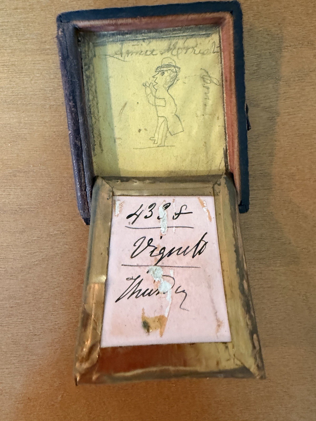 Antique 1850s Cased Photo Identified ANNIE MORRISON Folk Art Doodle Inscribed Antique 1850s Cased Photo Identified ANNIE MORRISON Folk Art Doodle Inscribed