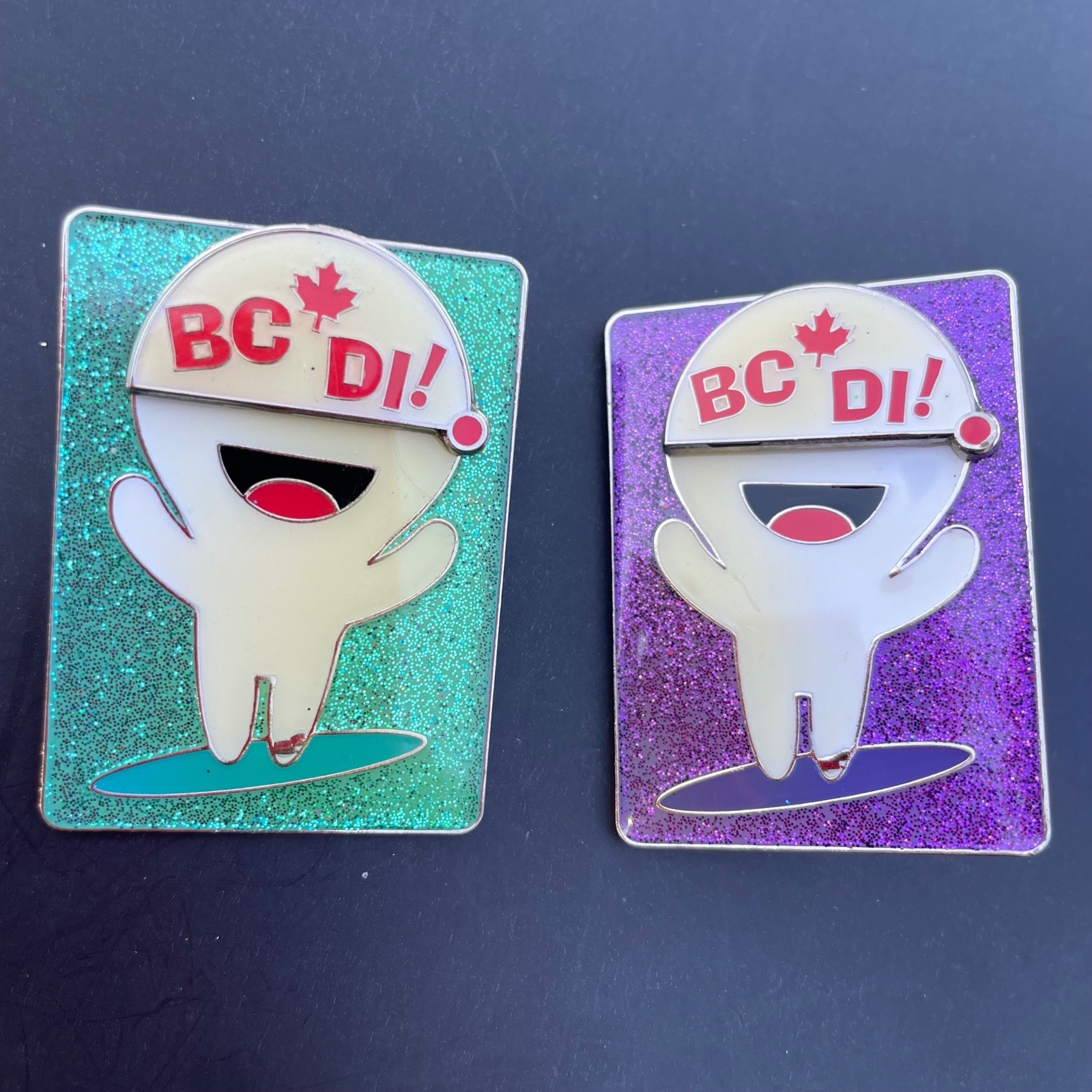 Destination Imagination BC DI Trading Pins Teal Purple Glitter Hinged Set 2pc Destination Imagination BC DI Trading Pins Teal Purple Glitter Hinged Set 2pc