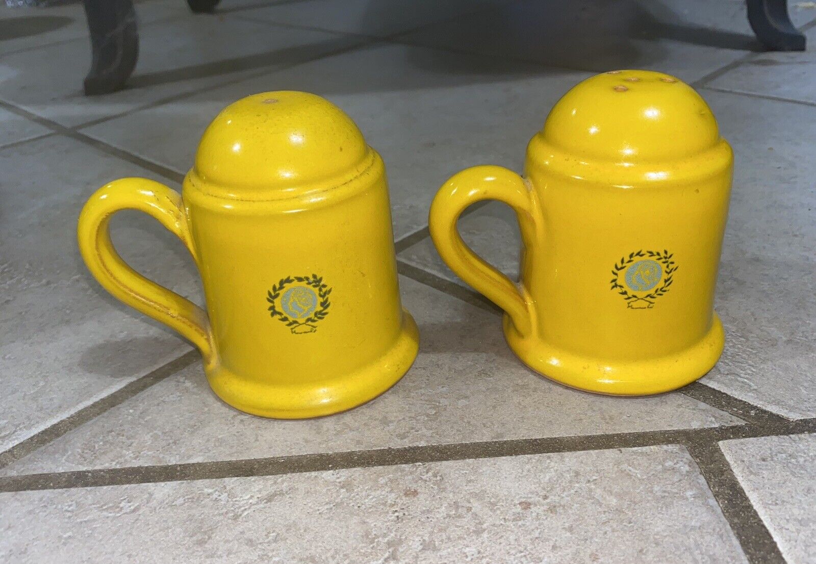Vintage Mamma Ro Italy Yellow Salt And Pepper Shaker Mamma Ro Pottery Vintage