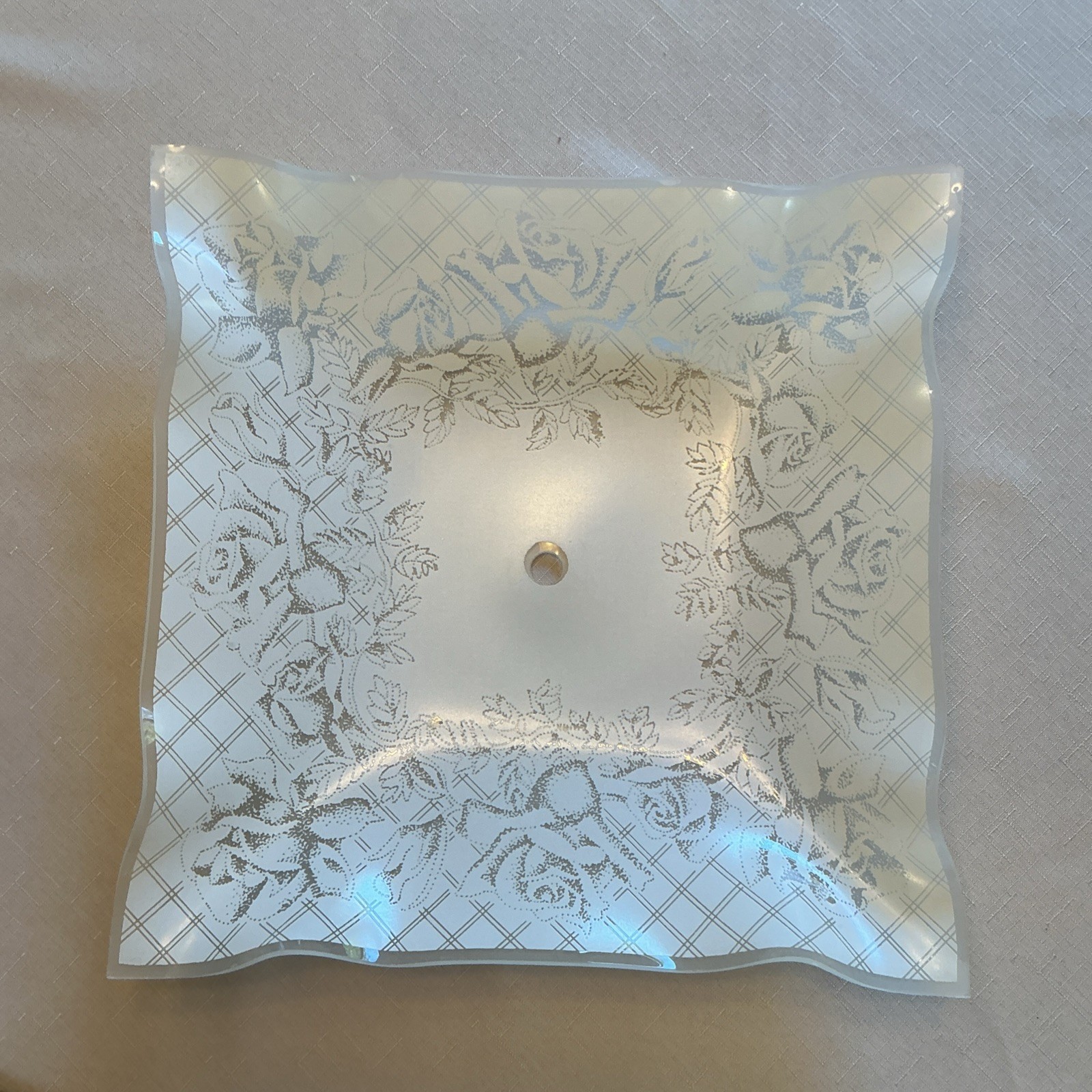 Vintage 11” Square Embossed with Roses Ceiling Fixture Vintage 11” Square Embossed with Roses Ceiling Fixture