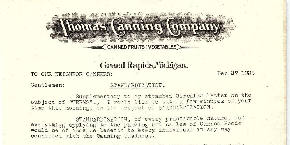 1922 THOMAS CANNING CO GRAND RAPIDS MI STANDARDIZATION UNION DEMAND LETTER Z7008 1922 THOMAS CANNING CO GRAND RAPIDS MI STANDARDIZATION UNION DEMAND LETTER Z7008