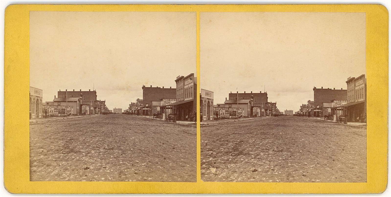 KANSAS STEREOVIEW - Emporia Street Scene - NF Ames 1870s VERY RARE KANSAS STEREOVIEW - Emporia Street Scene - NF Ames 1870s VERY RARE