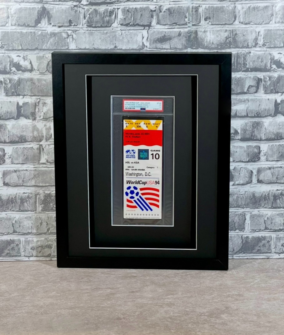 BLACK SHADOW BOX/FRAME FOR PSA GRADED TICKETS W/2 ACID-FREE MATS & UV PROTECTON BLACK SHADOW BOX/FRAME FOR PSA GRADED TICKETS W/2 ACID-FREE MATS & UV PROTECTON
