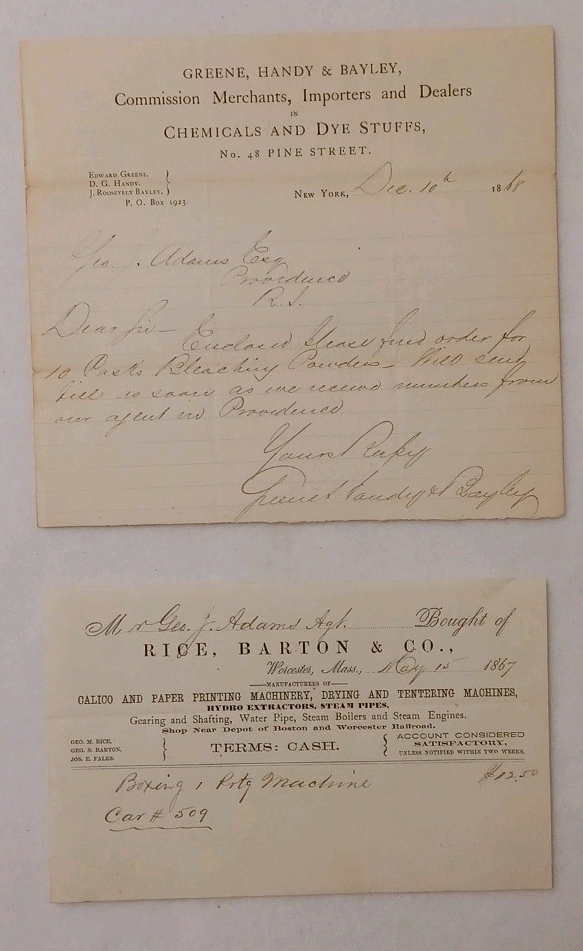 1867-1868 George J. Adams Northeast Industrial Textile Mill Lot 2 Piece Pair 1867-1868 George J. Adams Northeast Industrial Textile Mill Lot 2 Piece Pair