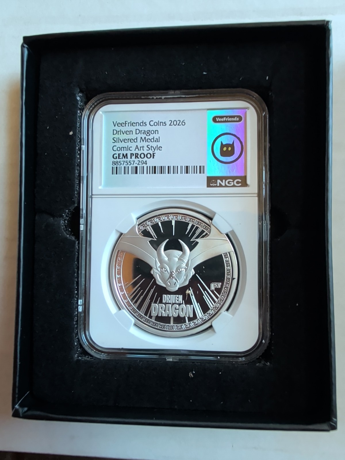2026 VeeFriends Collectible Coin Driven Dragon Silvered Medal Comic Art NGC 2026 VeeFriends Collectible Coin Driven Dragon Silvered Medal Comic Art NGC