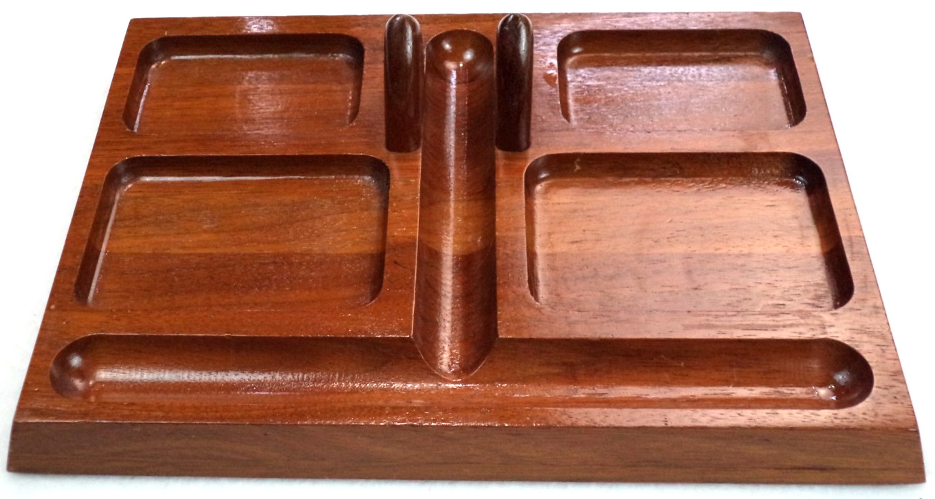 Mid-Century Shur Wood Designs Solid Wood Valet Dresser Organizer Tray USA MCM