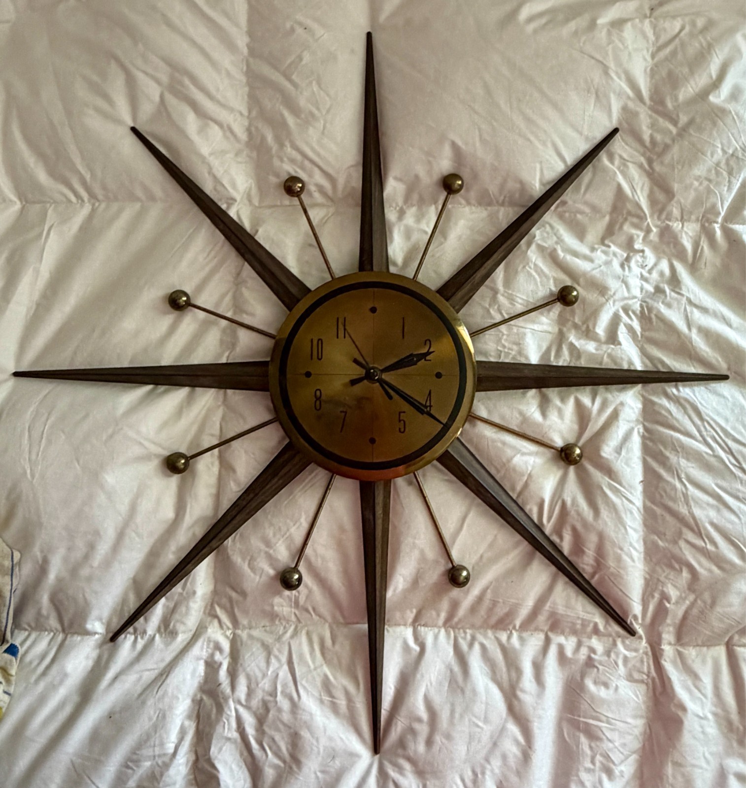 Vintage Welby Starburst Wall Clock MCM Atomic German Mechanical Movement