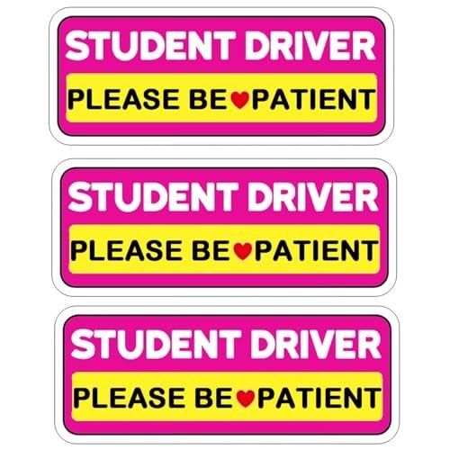 3 Pcs Student Driver Magnet, 10x4 Inch, Pink Reflective Car Safety Sign