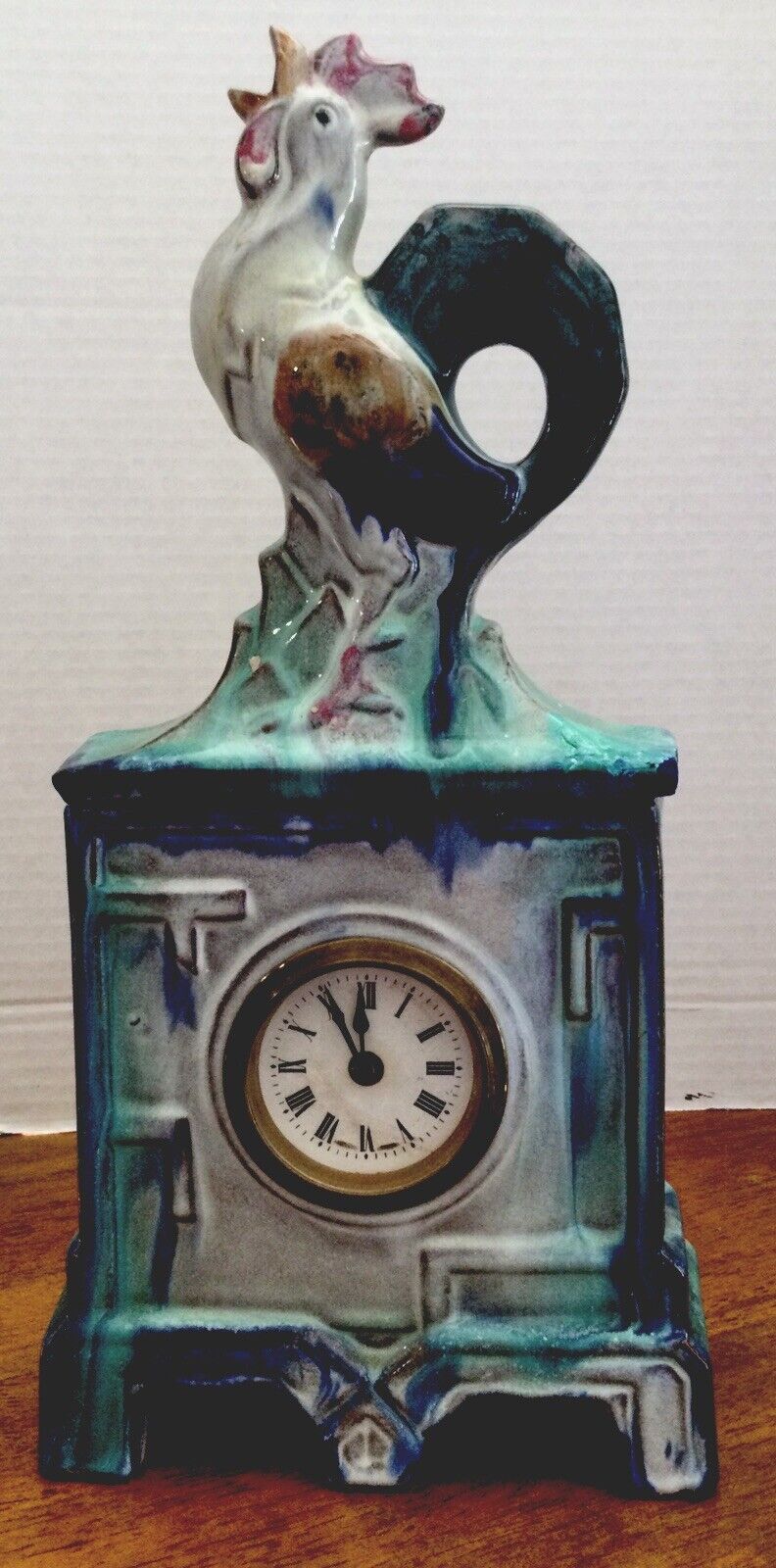 Antique German  Ceramic Clock-Interesting Unique movement And Case Signed-works