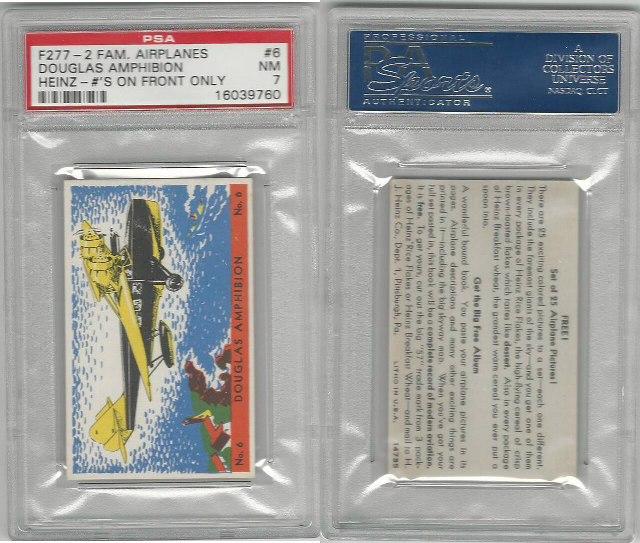 F277-2, H.J. Heinz, Famous Airplane Pictures, 1935, #6 Douglas Amp, PSA 7 NM