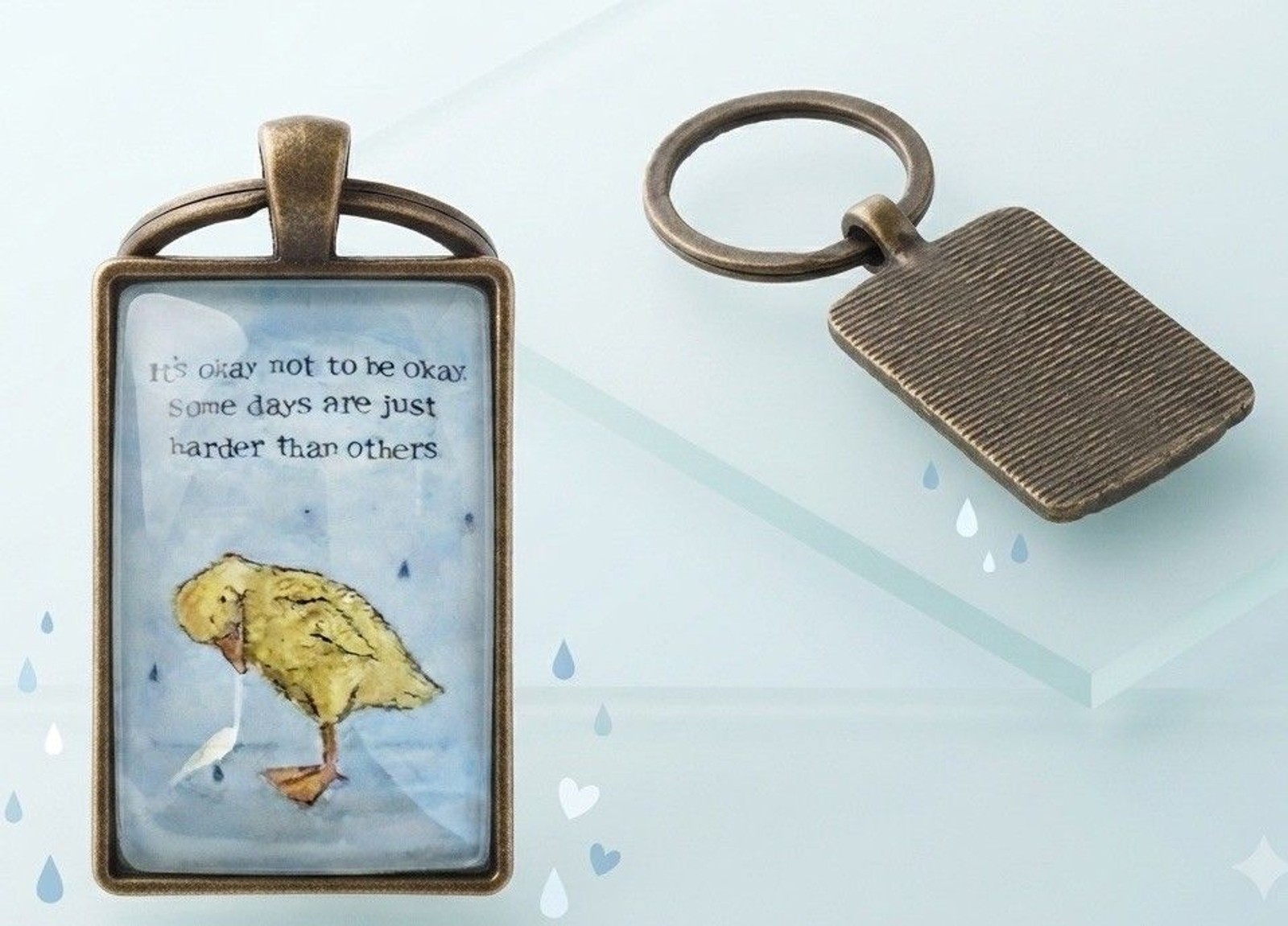 Inspirational Duck Keychain "It's Okay Not To Be Okay" 1" x 1.5" New