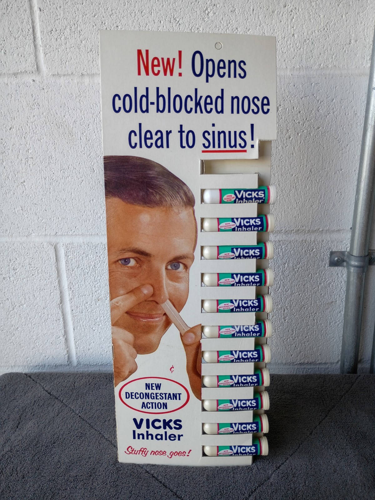 Vintage 1960’s Vicks Inhaler Store Display with (11) Original NOS Tubes & Stand. Vintage 1960’s Vicks Inhaler Store Display with (11) Original NOS Tubes & Stand.
