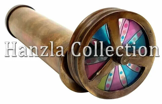 Vintage Antique Brass Double Rotating Wheel Stained Glass Kaleidoscope Handmade Vintage Antique Brass Double Rotating Wheel Stained Glass Kaleidoscope Handmade