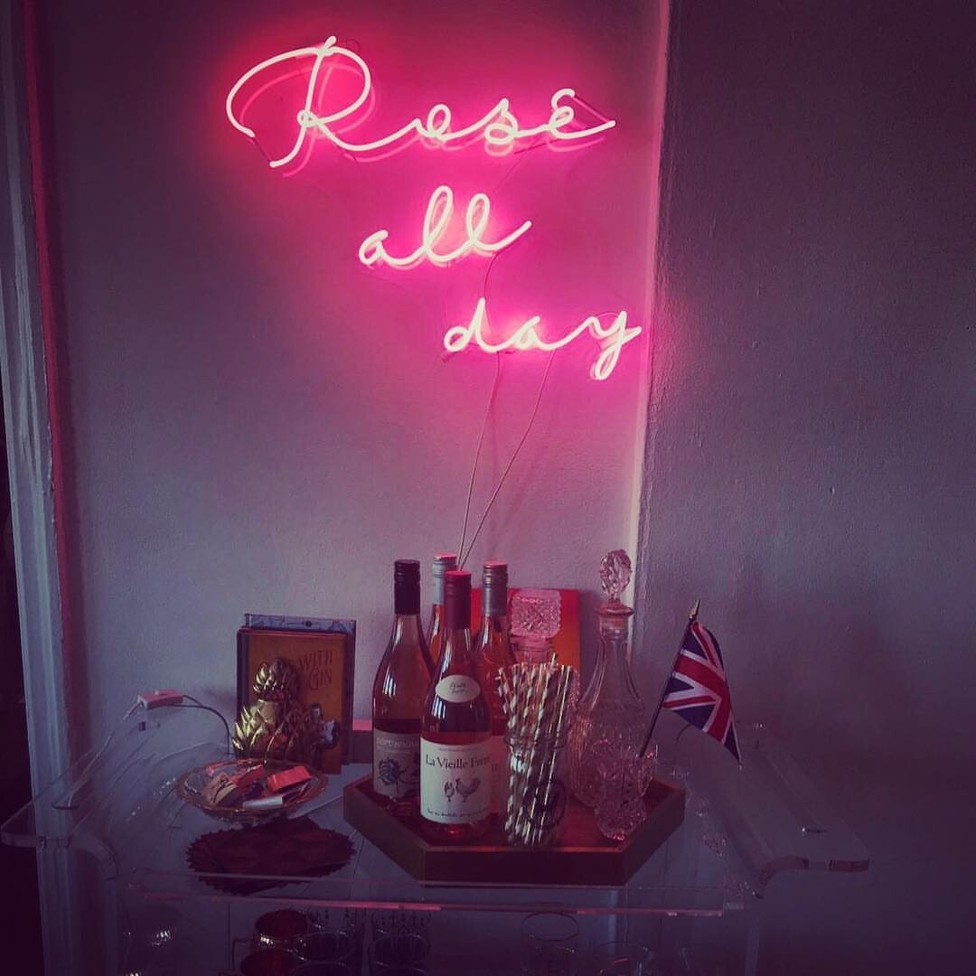 Rosé All Day Neon Sign Light Lamp 20"x16" Handmade Real Glass With Dimmer VH