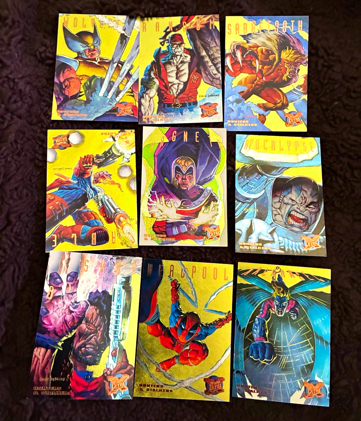 1995 FLEER ULTRA X-MEN HUNTERS & STALKERS 9-CARD GOLD INSERT SET NM/MINT 1995 FLEER ULTRA X-MEN HUNTERS & STALKERS 9-CARD GOLD INSERT SET NM/MINT