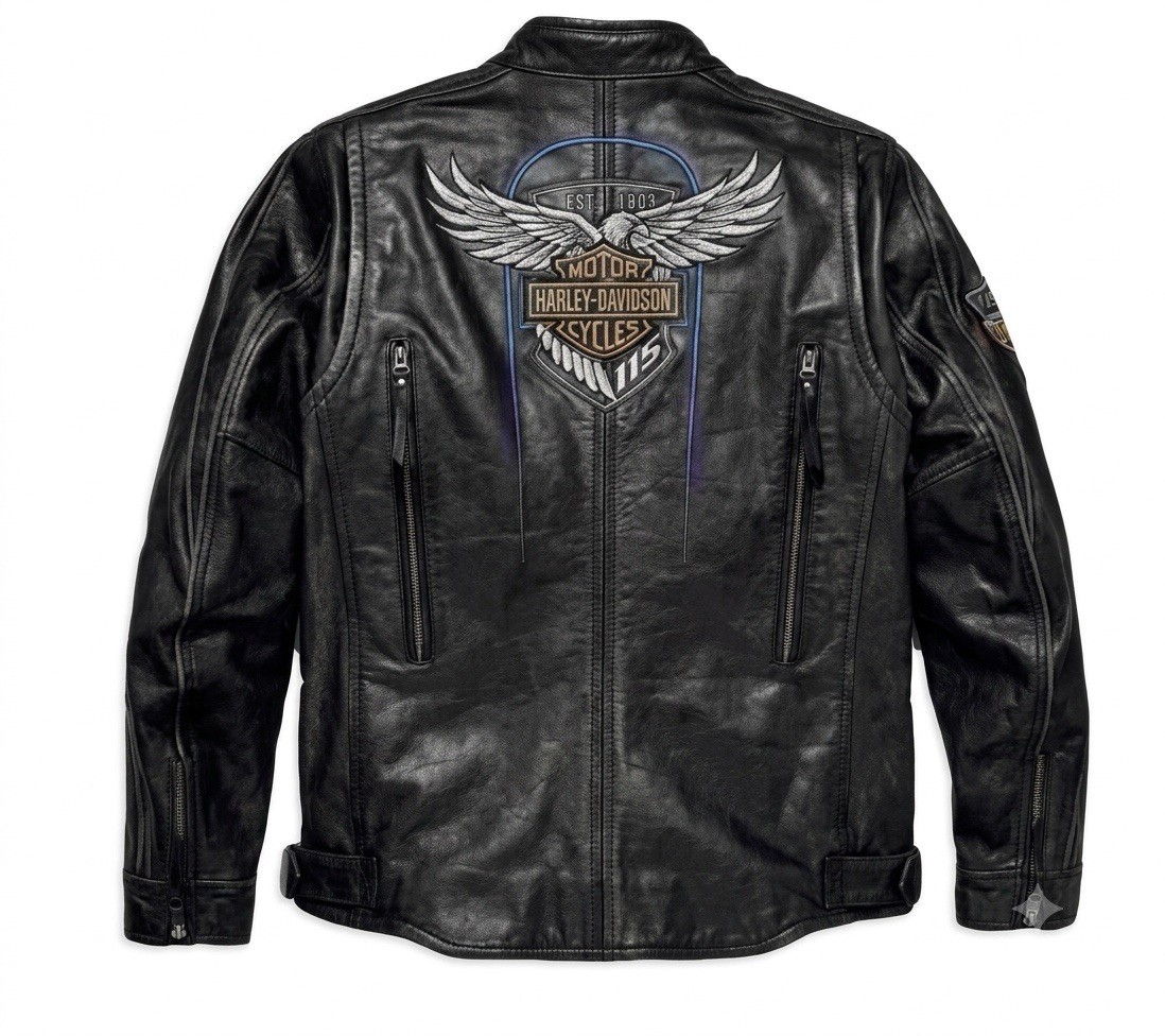Harley Davidson Mens 115th Anniversary Black Leather Biker Jacket Vintage Harley Davidson Mens 115th Anniversary Black Leather Biker Jacket Vintage