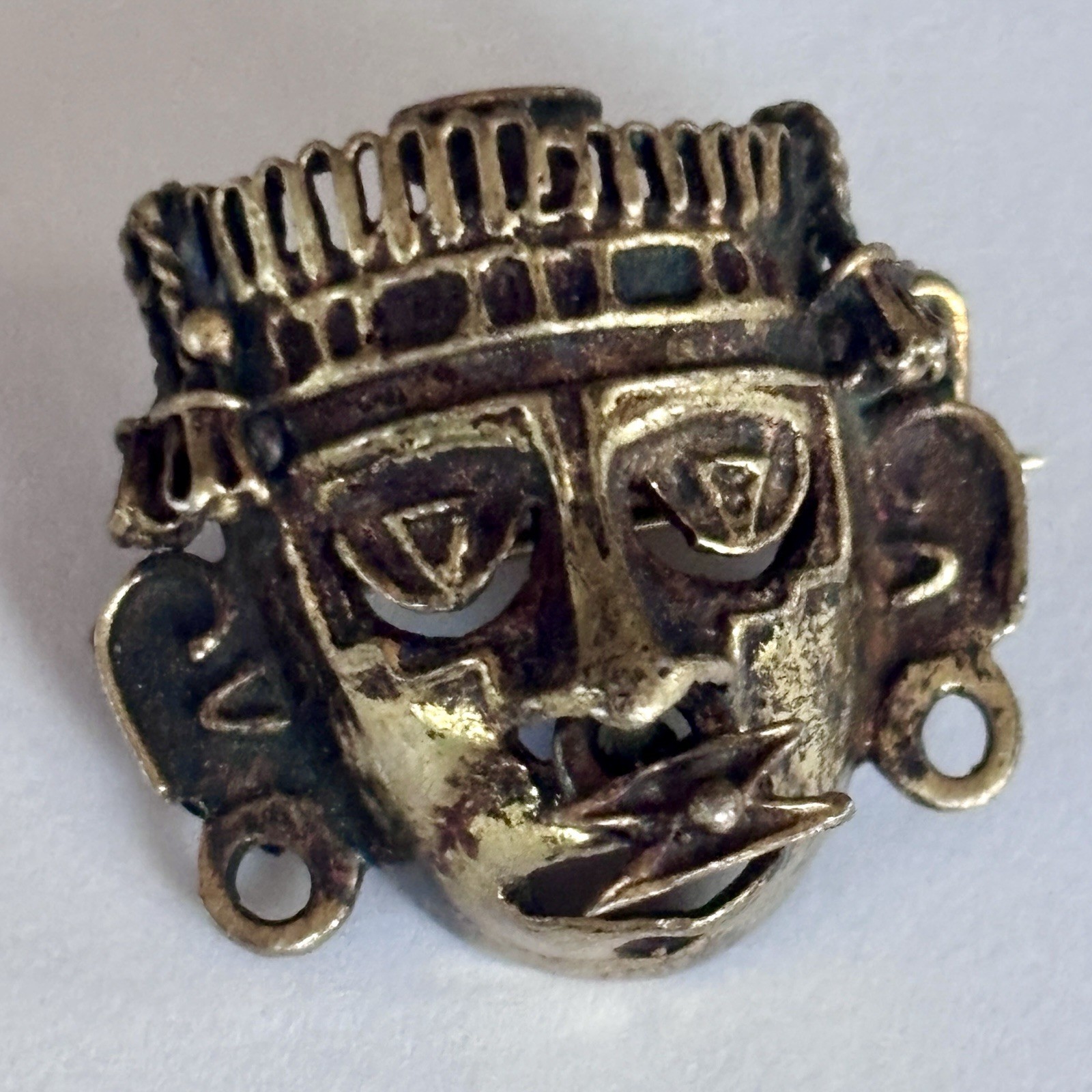 925 VINTAGE SILVER AZTEC MEDICINE MAN / WARRIOR PIN / BROOCH & PIERCED NOSE RING 925 VINTAGE SILVER AZTEC MEDICINE MAN / WARRIOR PIN / BROOCH & PIERCED NOSE RING