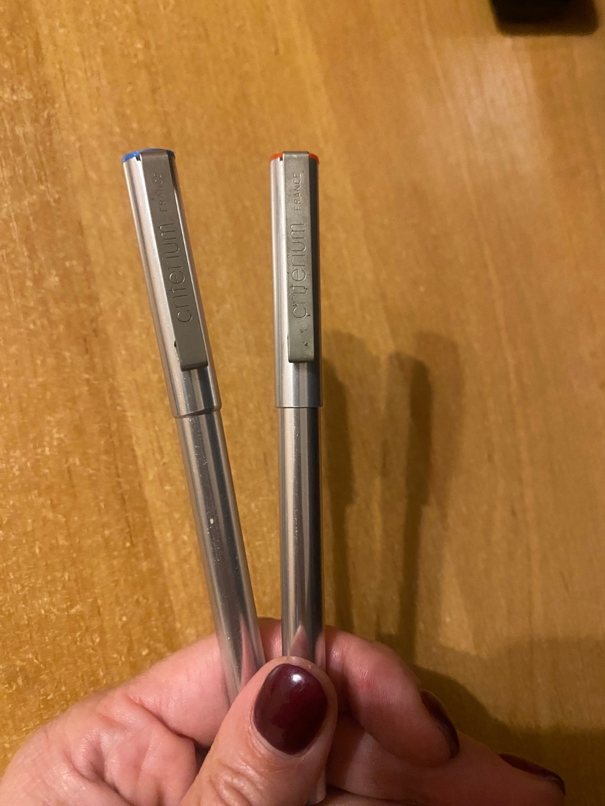 Vintage Lot of 2 Criterium France Aluminum Ballpoint Pens Blue & Red - As Is Vintage Lot of 2 Criterium France Aluminum Ballpoint Pens Blue & Red - As Is