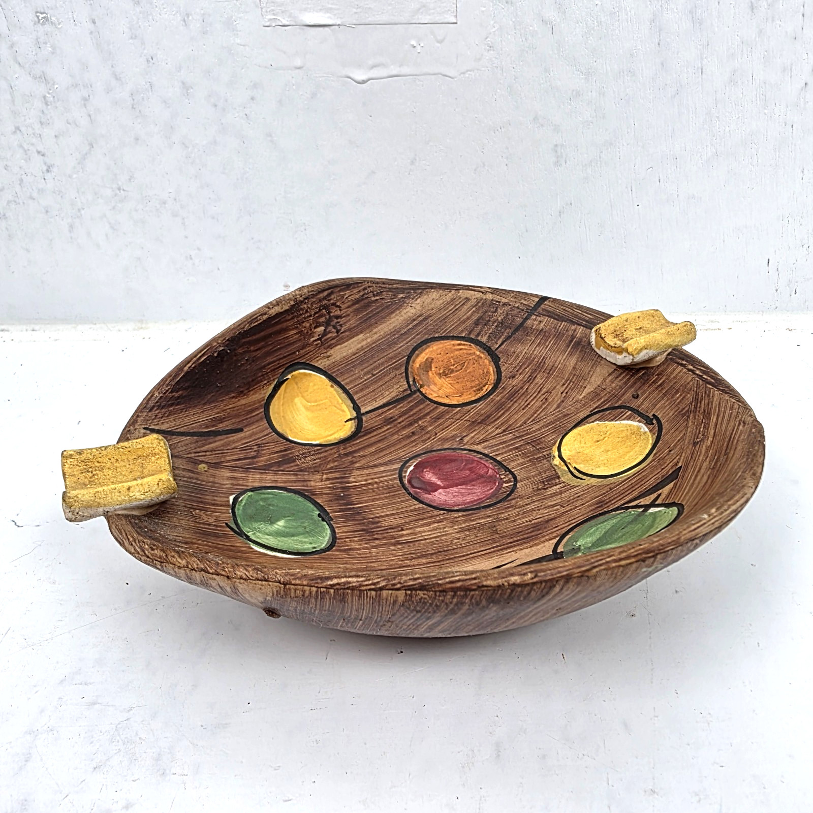 Vtg MCM Italian Atomic Ashtray Dish Abstract Polka Dots Palette Signed Rello Vtg MCM Italian Atomic Ashtray Dish Abstract Polka Dots Palette Signed Rello