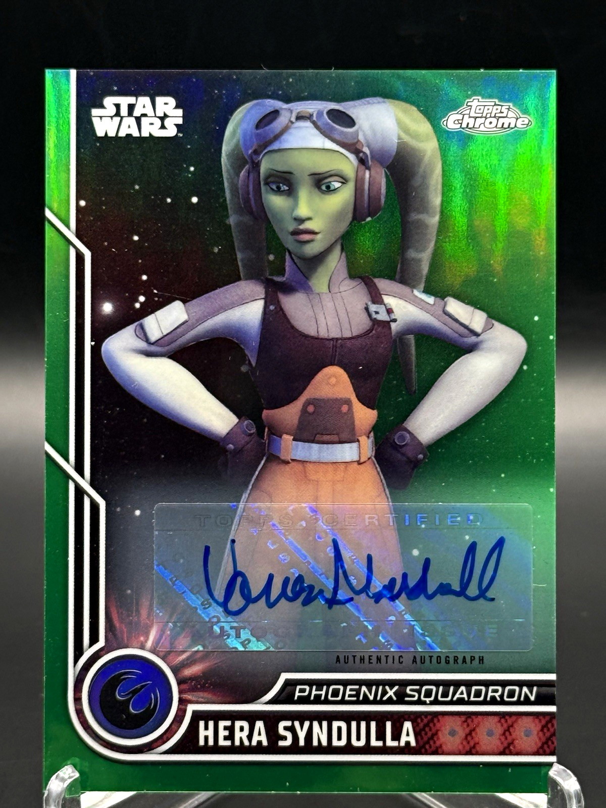 2023 Topps Star Wars Chrome Hera Syndulla Phoenix Squadron Auto Green /99 #31 2023 Topps Star Wars Chrome Hera Syndulla Phoenix Squadron Auto Green /99 #31