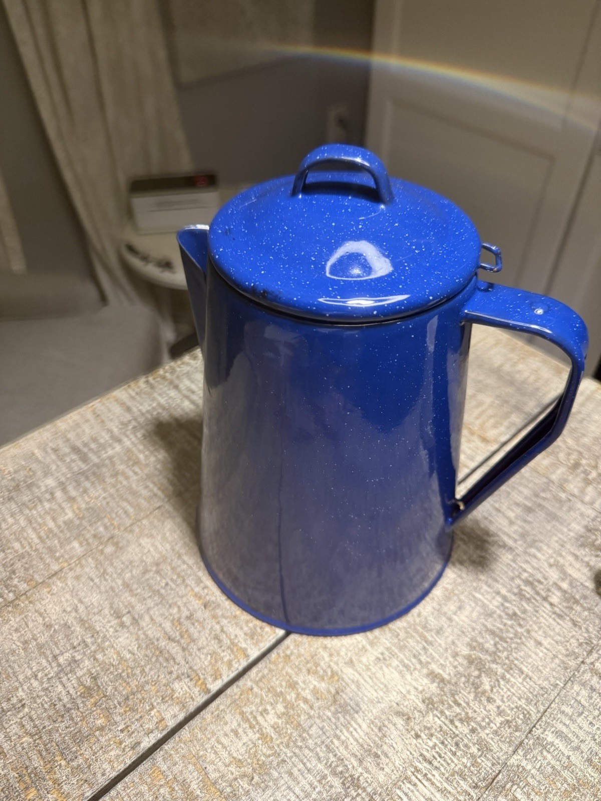 VTG Blue Speckled Enamelware Coffee Percolator Pot Complete. Camp Cowboy 12 Cup. VTG Blue Speckled Enamelware Coffee Percolator Pot Complete. Camp Cowboy 12 Cup.