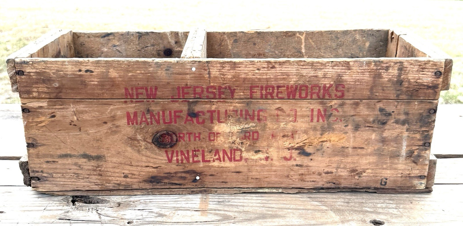 Vintage Antique New Jersey Fireworks Manufacturing Inc Wooden Shipping Crate