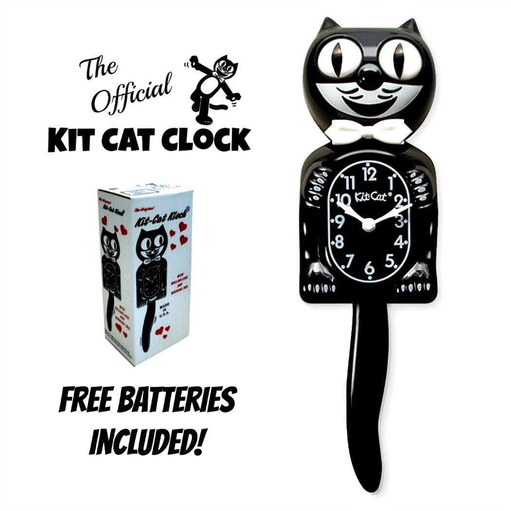 CLASSIC BLACK KIT CAT CLOCK 15.5" Free Battery USA MADE Official Kit-Cat Klock CLASSIC BLACK KIT CAT CLOCK 15.5" Free Battery USA MADE Official Kit-Cat Klock