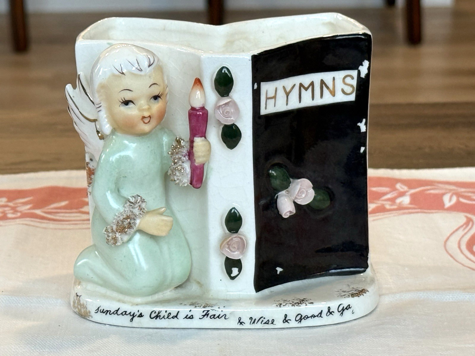 VTG Napco Sundays Child Angel Planter Days Of The Week Figurine S557G Japan VTG Napco Sundays Child Angel Planter Days Of The Week Figurine S557G Japan