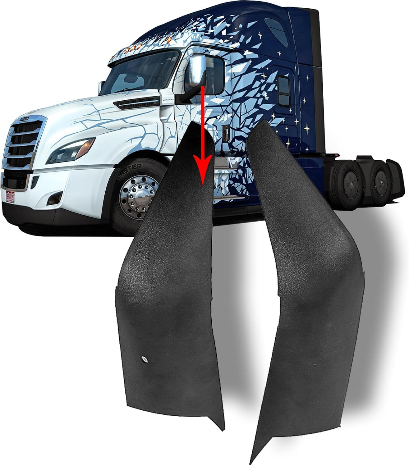 A Pair Black Door Mirror Arm Cover for 2018-2025 Freightliner Cascadia Accessori A Pair Black Door Mirror Arm Cover for 2018-2025 Freightliner Cascadia Accessori