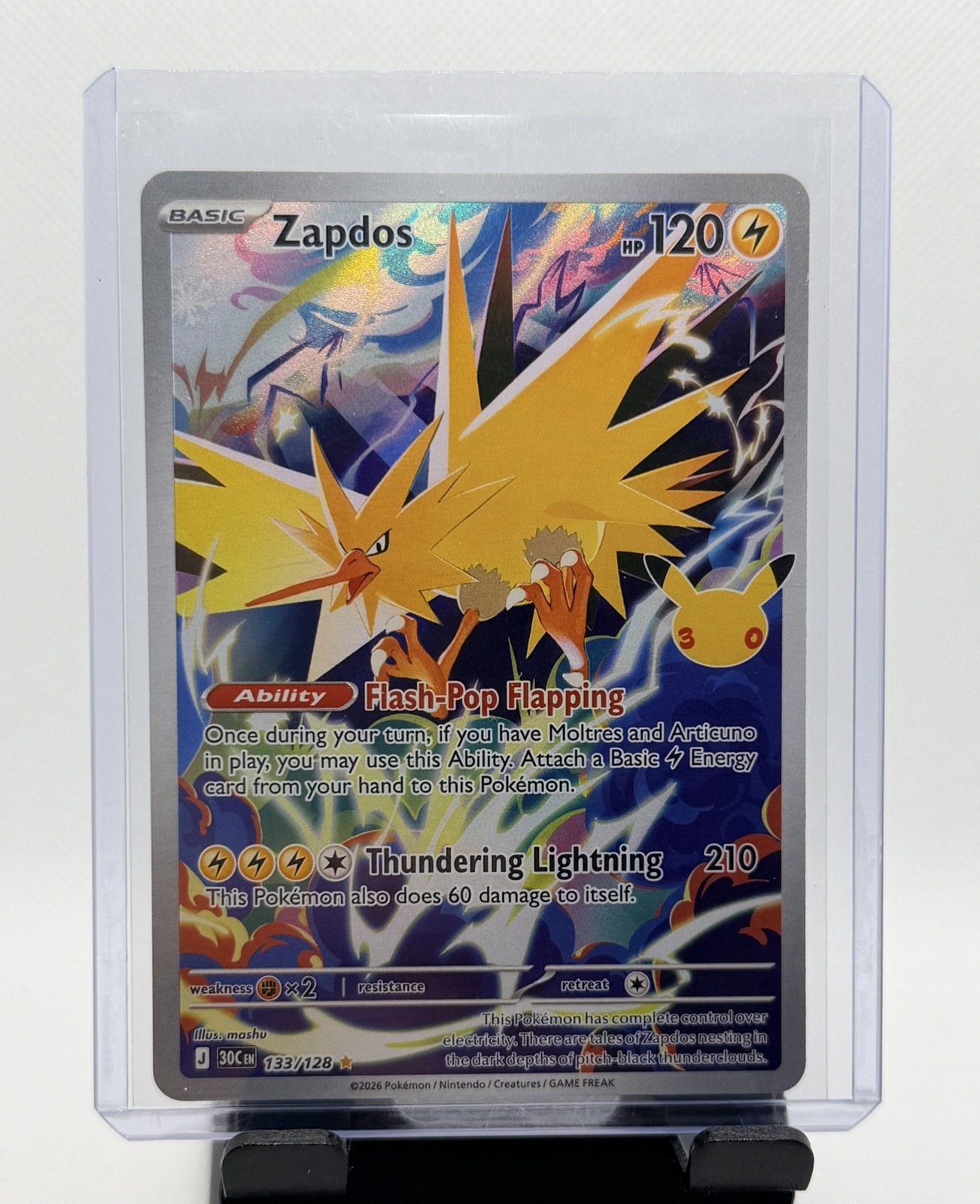 Pokémon Zapdos 133/128 30th Anniversary Celebrations English Holo NM Pokémon Zapdos 133/128 30th Anniversary Celebrations English Holo NM