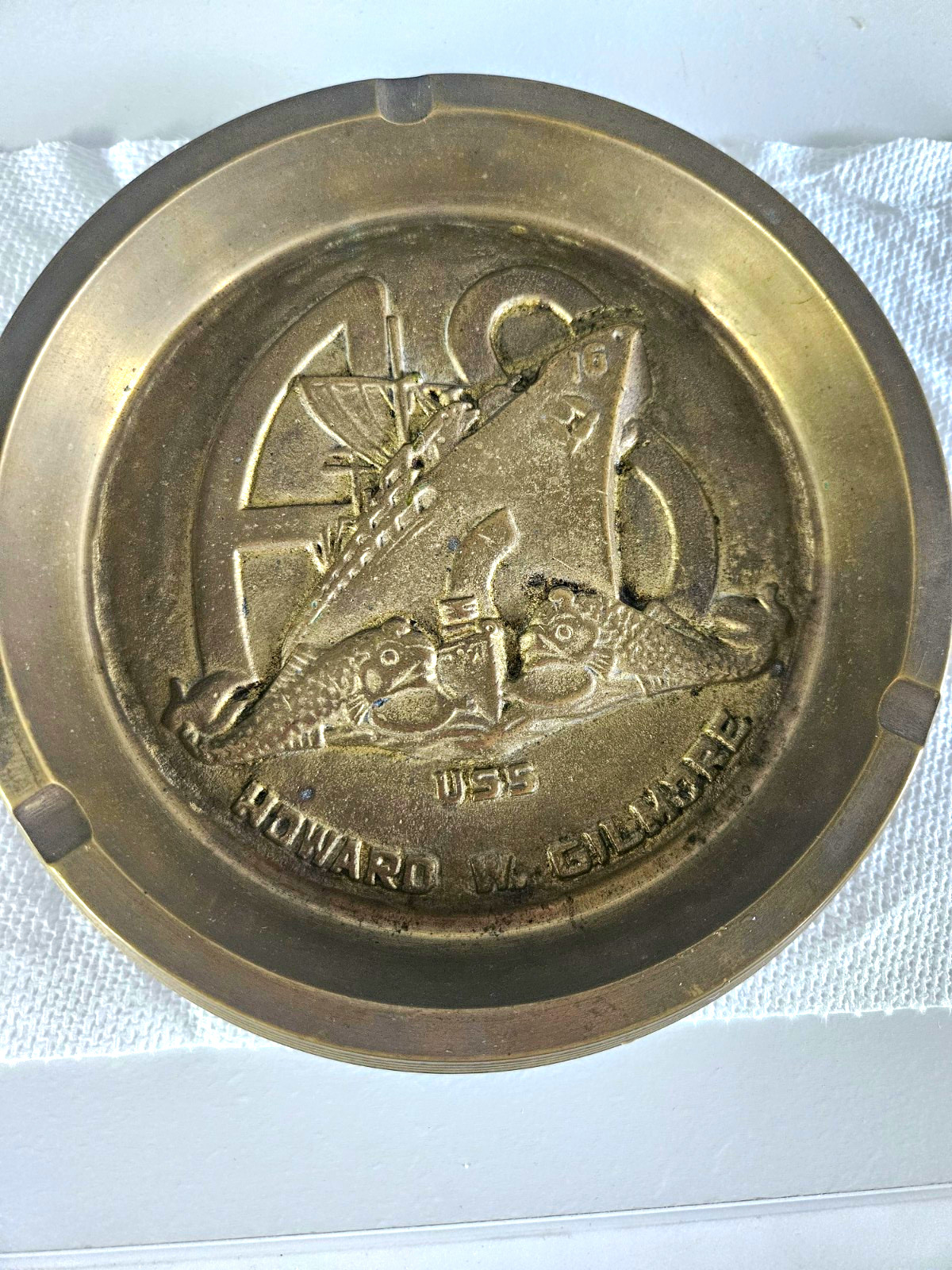 Vintage US Navy Brass Submarine Ashtray USS Howard W Gilmore AS-16 Trench Art Vintage US Navy Brass Submarine Ashtray USS Howard W Gilmore AS-16 Trench Art