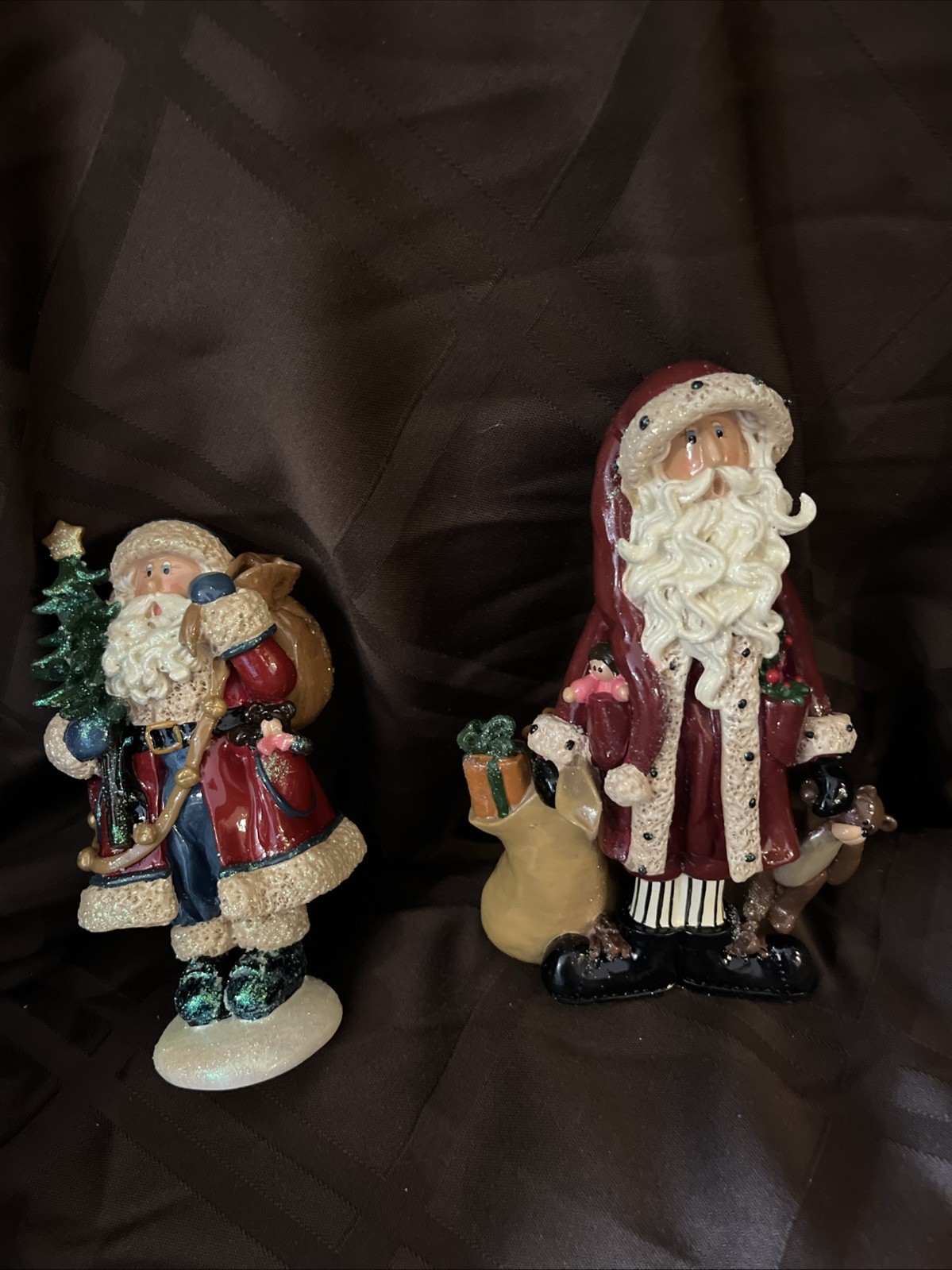 Two Santa Littles Santa With Bear And Santa With Tree Two Santa Littles Santa With Bear And Santa With Tree