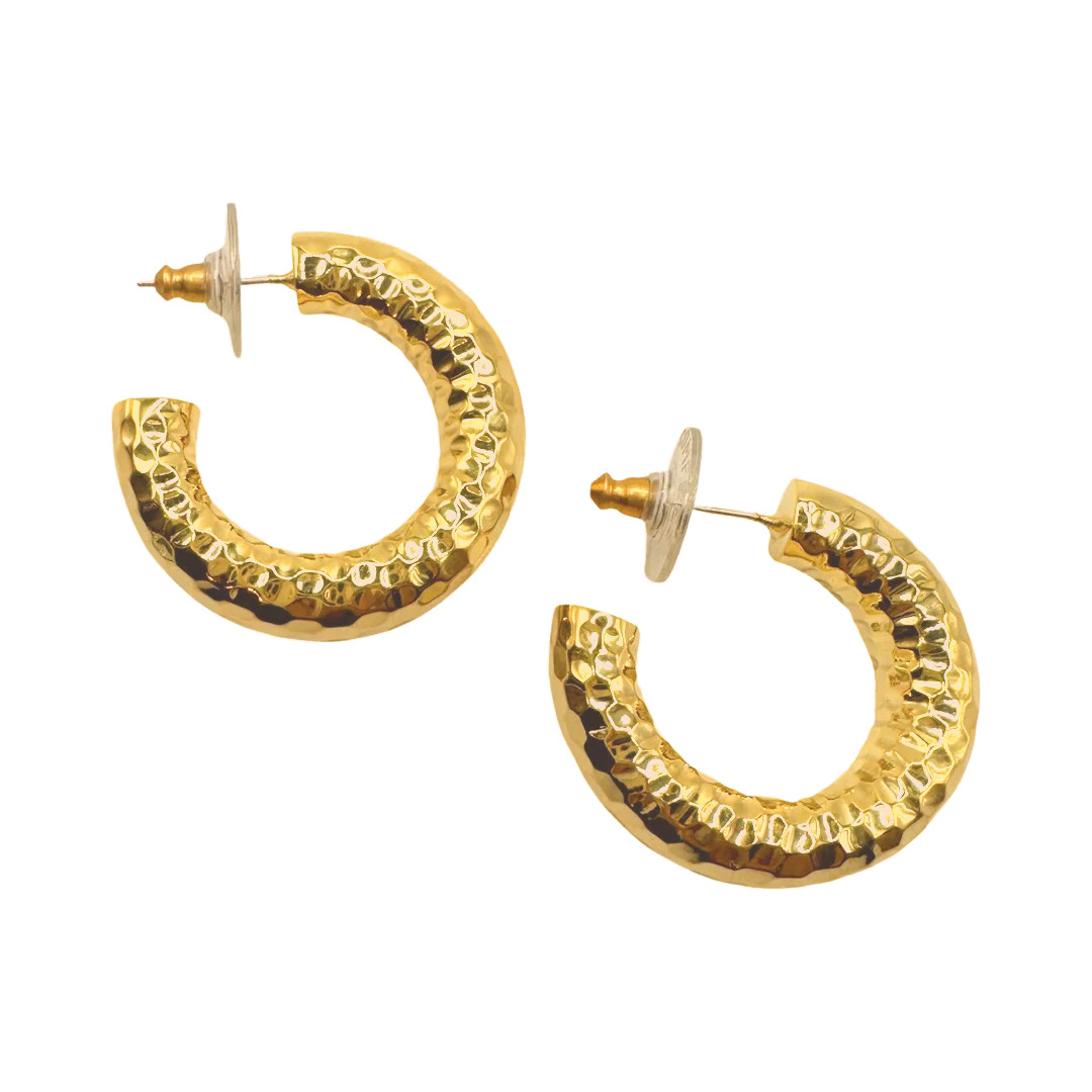 Thick Hammered Gold Hoops Thick Hammered Gold Hoops