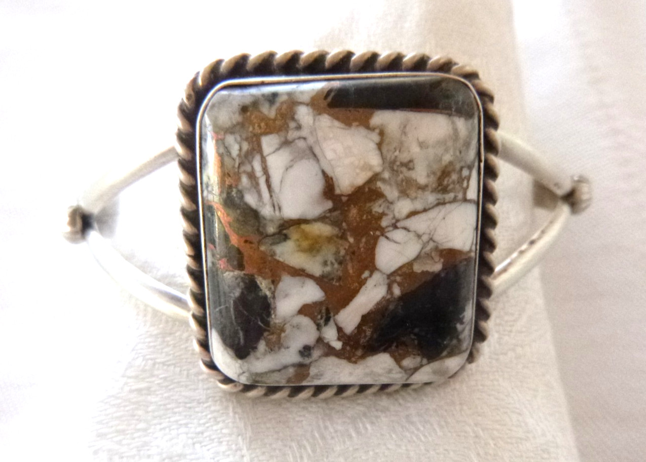 NWT Navajo Augustine Largo Bracelet White Buffalo w/Bronze 925 Sterling Silver NWT Navajo Augustine Largo Bracelet White Buffalo w/Bronze 925 Sterling Silver