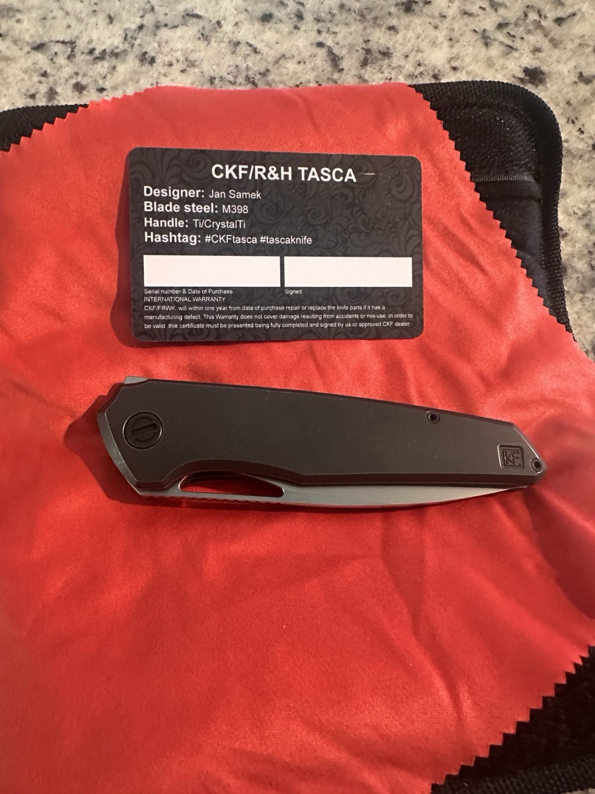 CKF Custom Knife Factory Tasca Frame Lock Black Titanium (3.50" Stonewash) New CKF Custom Knife Factory Tasca Frame Lock Black Titanium (3.50" Stonewash) New