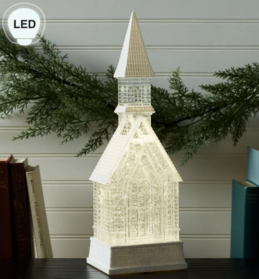 Touch of Class LED Lighted Swirling Glitter Globe Church NEW