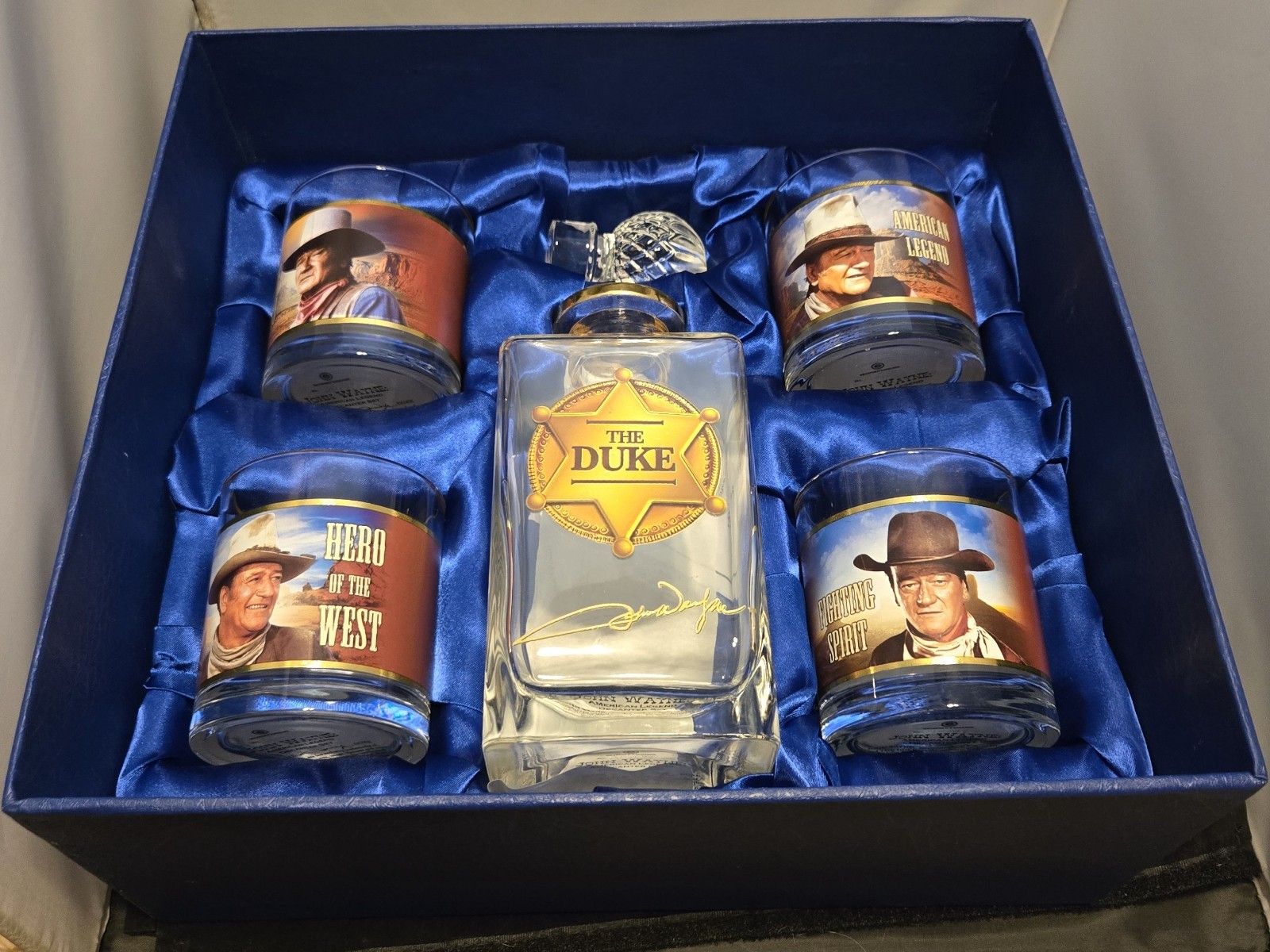 The Bradford Exchange John Wayne Collectable Decanter Bar Set