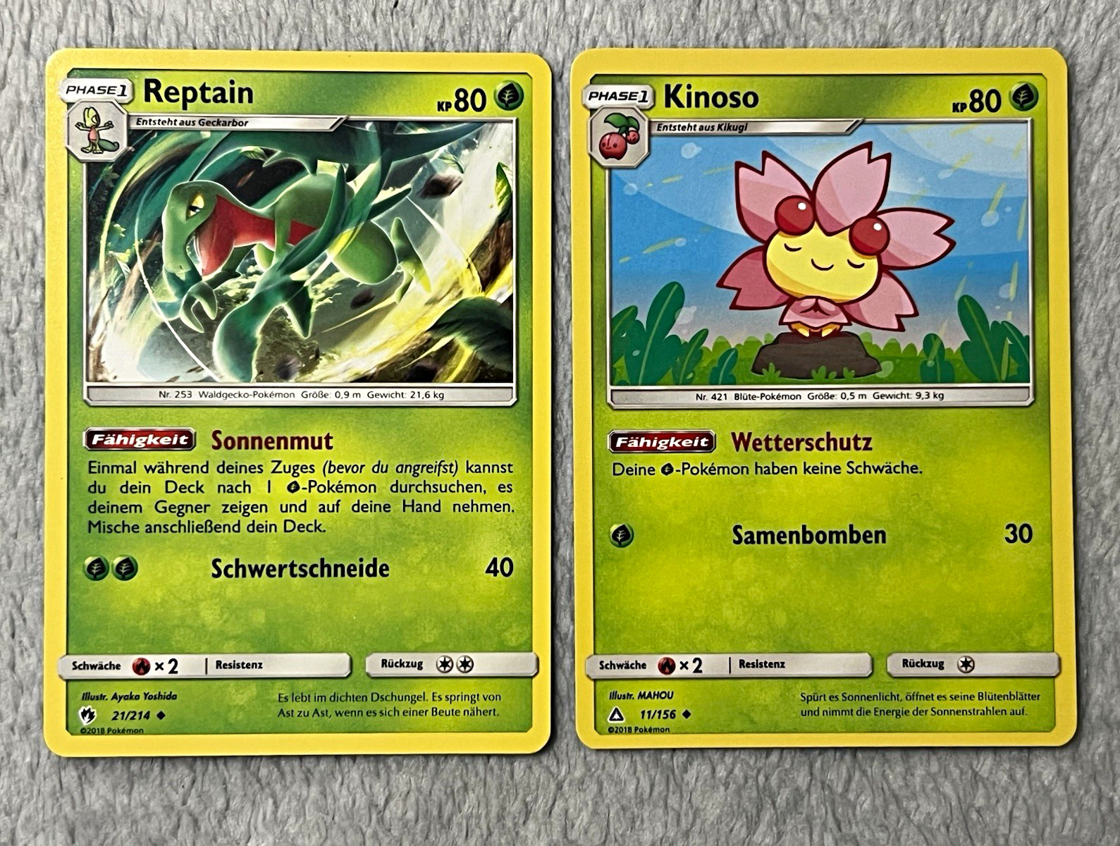 Pokemon TCG 2 Cards German Reptain Kinoso 21/214 11/156 2018 Pokemon TCG 2 Cards German Reptain Kinoso 21/214 11/156 2018