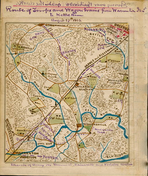 Route Of Troops And Wagon Trains From Warrenton Junction 1862 Map OLD PHOTO