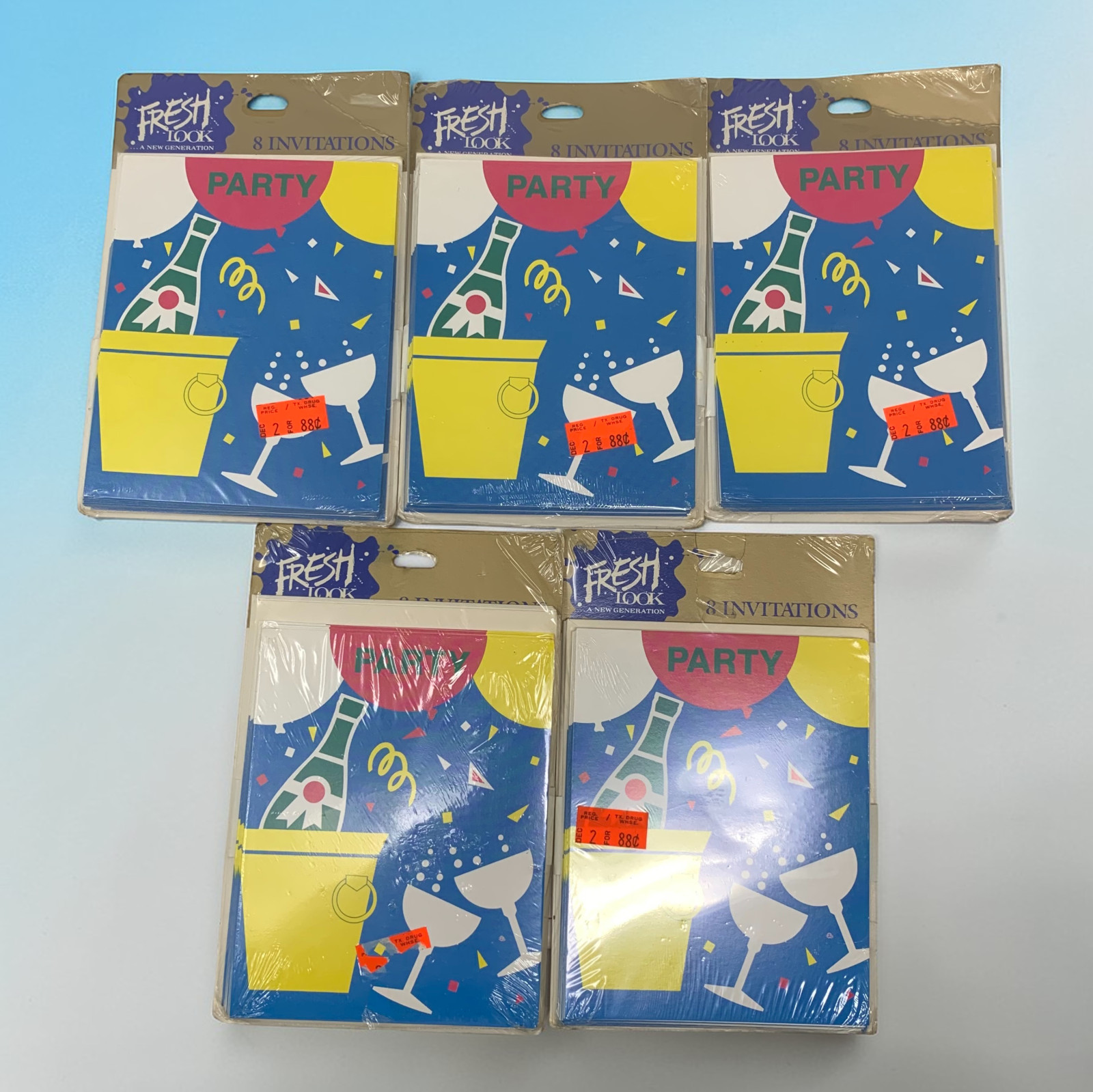 Lot of 5 Vintage 1980's-90's Party Invitations Sealed Fresh Look Memphis Design Lot of 5 Vintage 1980's-90's Party Invitations Sealed Fresh Look Memphis Design