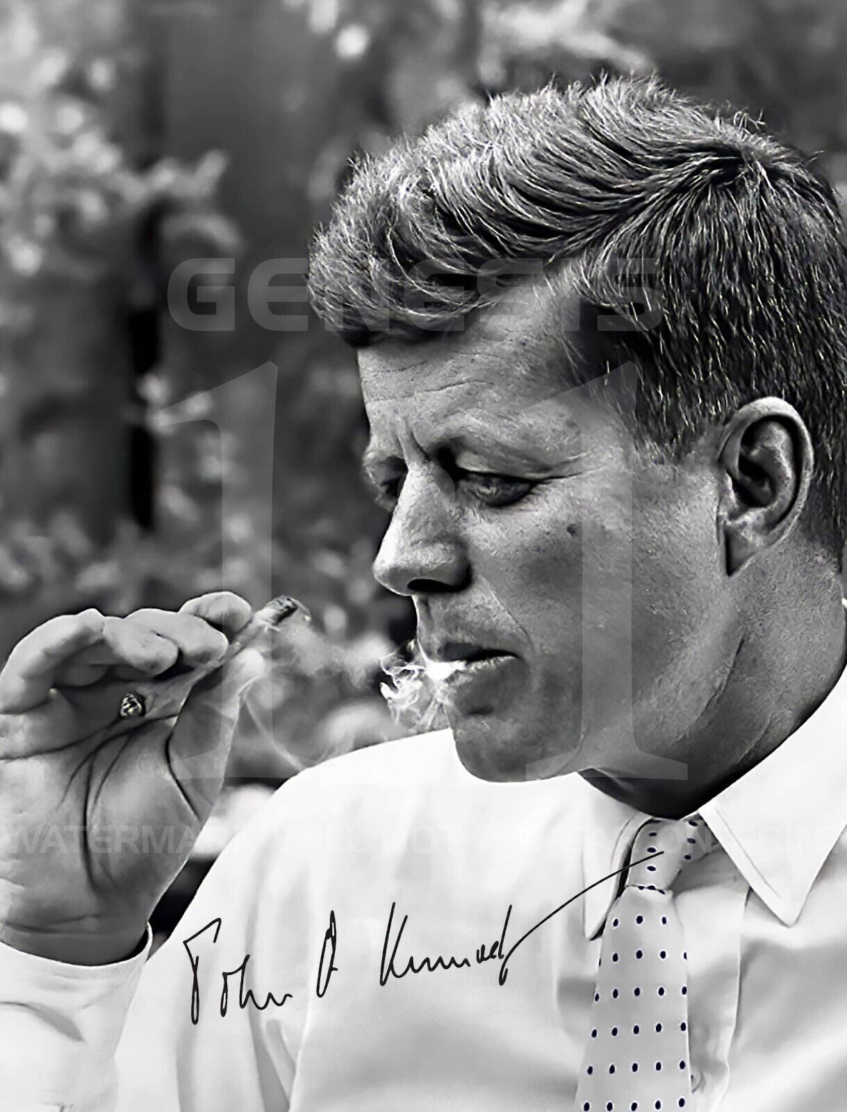 PRESIDENT JFK 8.5X11 AUTOGRAPH SIGNED PHOTO JOHN KENNEDY SMOKING WEED REPRINT