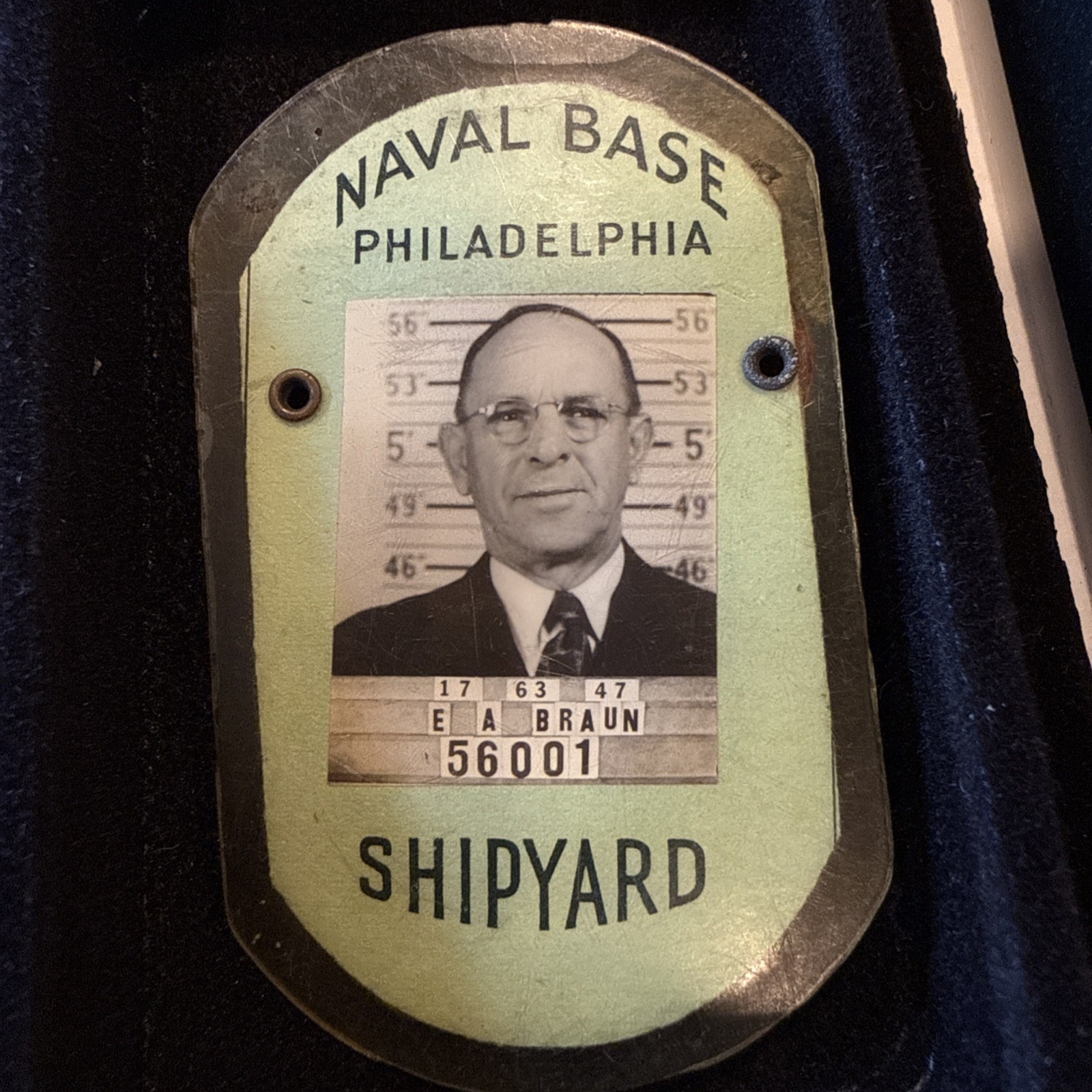 WWII Philadelphia Naval Base Shipyard ID Badge Photo Thumbprint 1943 Navy Yard WWII Philadelphia Naval Base Shipyard ID Badge Photo Thumbprint 1943 Navy Yard