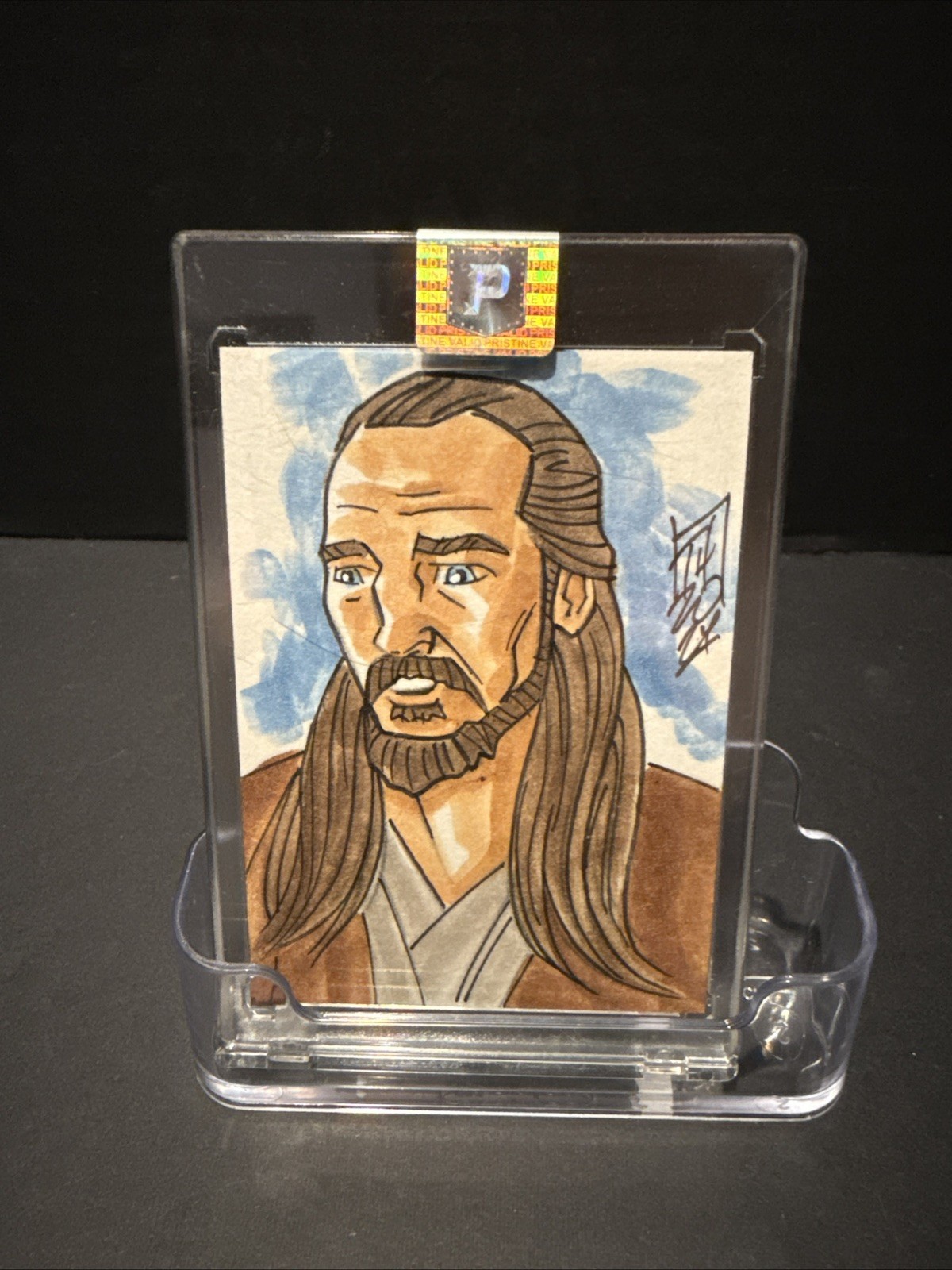 Qui-Gon Jinn 1/1 Auto Sketch Card By Tom Hodges Qui-Gon Jinn 1/1 Auto Sketch Card By Tom Hodges