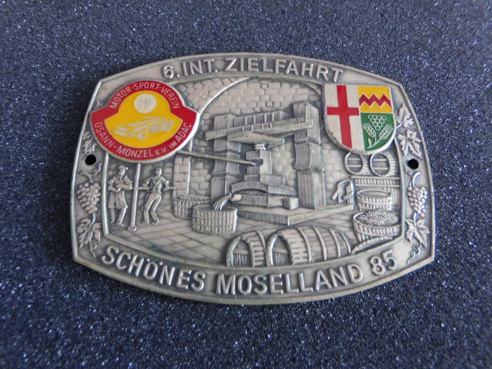 Vintage Automobile Car Grill Badge MSC Osann-Monzel Zielfahrt Moselland Emblem