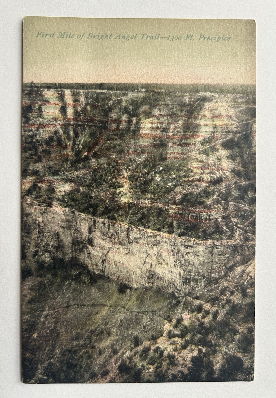 First Mile of Bright Angel Trail - 1,300 Ft. Precipice Antique Unposted Postcard First Mile of Bright Angel Trail - 1,300 Ft. Precipice Antique Unposted Postcard