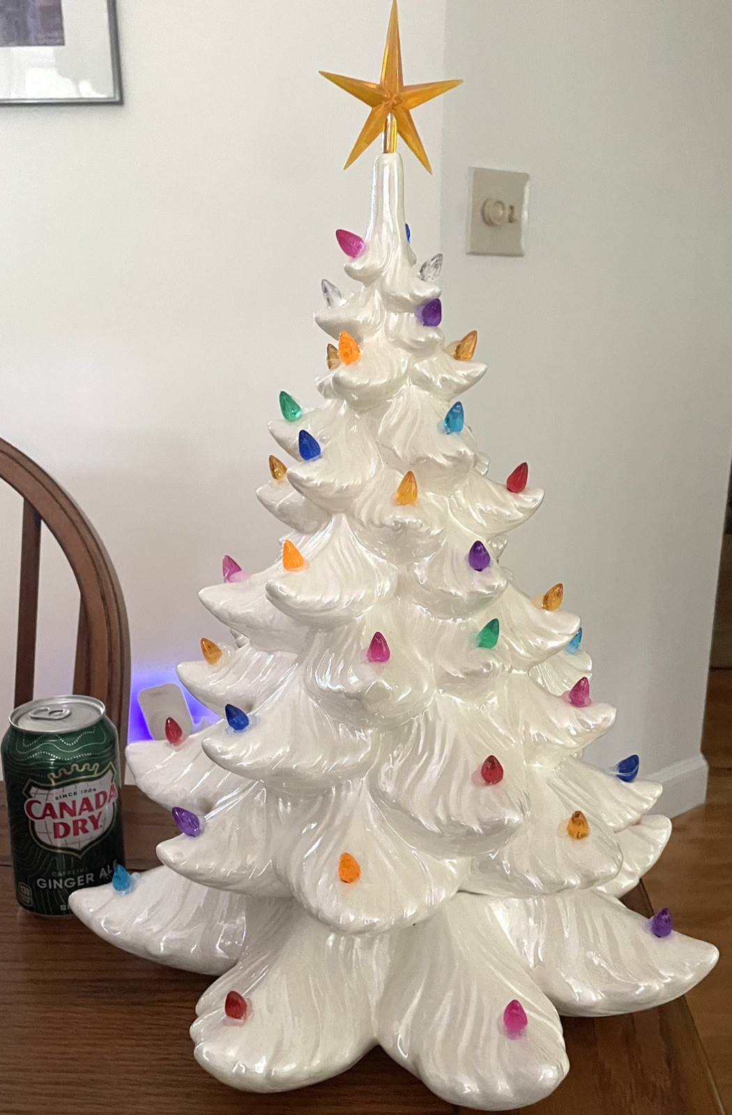Vtg Atlantic Mold White Ceramic Christmas Tree 17" multi colored lights & Star Vtg Atlantic Mold White Ceramic Christmas Tree 17" multi colored lights & Star