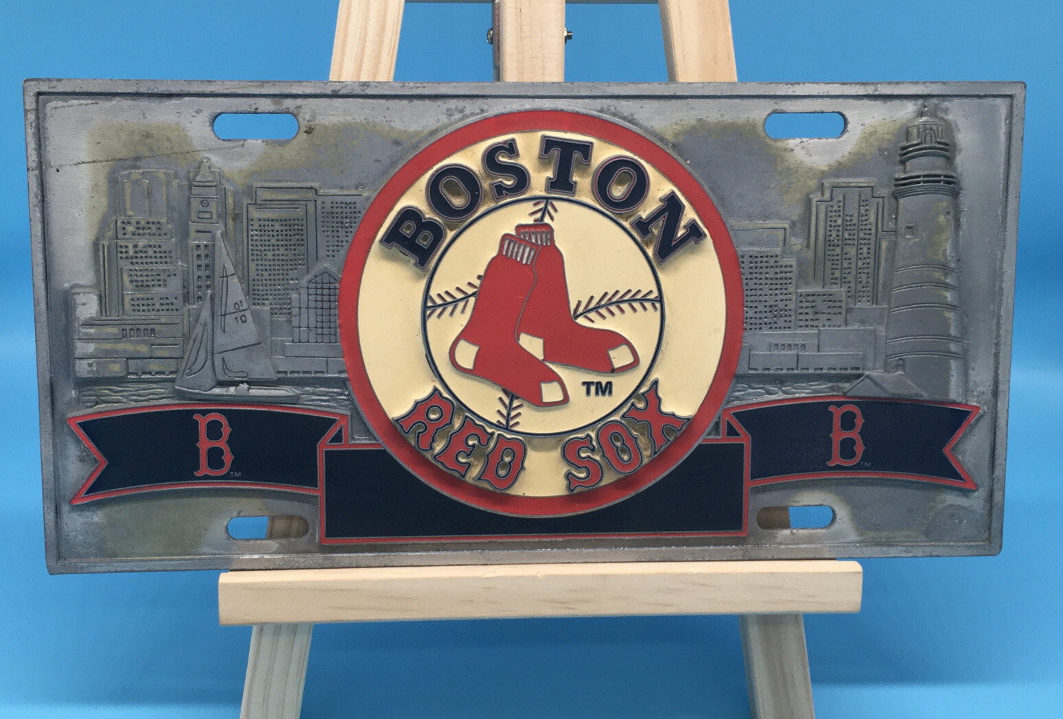 Rare Heavy Metal Boston Red Sox License Plate, Deep Relief, Embossed. Rare Heavy Metal Boston Red Sox License Plate, Deep Relief, Embossed.