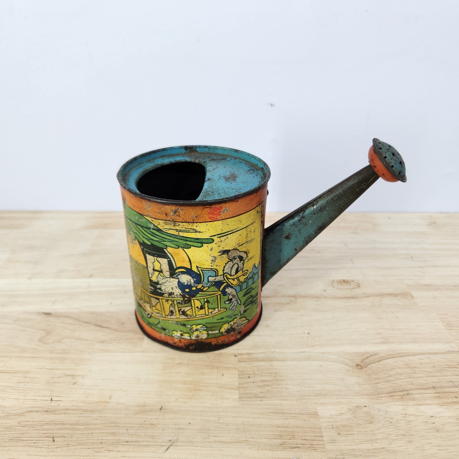 Donald Duck Tin Toy Watering Can 1938 Classic Vintage Walt Disney Donald Duck Tin Toy Watering Can 1938 Classic Vintage Walt Disney